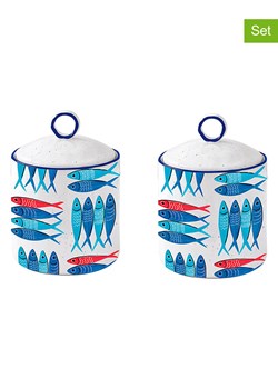 Easy Life Pojemniki (2 szt.) w kolorze biało-niebiesko-czerwonym - wys. 15,5 x Ø 10,5 cm ze sklepu Limango Polska w kategorii Pojemniki kuchenne - zdjęcie 189018452
