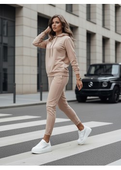 Komplet dresowy damski MIGEL ciemnobeżowy Dstreet AY1086 ze sklepu DSTREET.PL w kategorii Komplety i garnitury damskie - zdjęcie 189024664