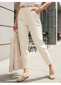 Spodnie damskie materiałowe ERLON żółte Dstreet UY2029 ze sklepu DSTREET.PL w kategorii Spodnie damskie - zdjęcie 189024691