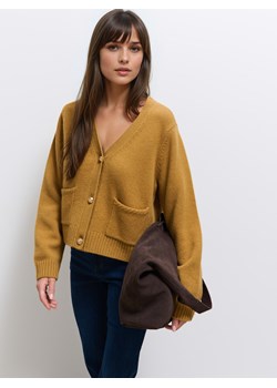 Mohito - Wełniany musztardowy kardigan - musztardowy ze sklepu Mohito w kategorii Swetry damskie - zdjęcie 189026771