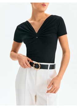 Sinsay - Pasek z imitacji skóry ze złotą klamrą - czarny ze sklepu Sinsay w kategorii Paski damskie - zdjęcie 189027424