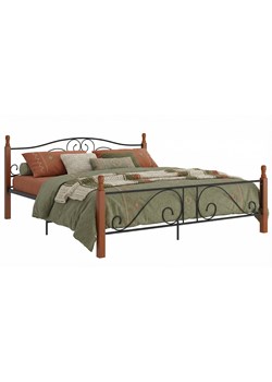 Łóżko małżeńskie czarny + ciemny dąb 180x200 cm - Dexir ze sklepu Edinos.pl w kategorii Łóżka i materace - zdjęcie 189027744