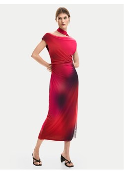 Desigual Sukienka koktajlowa Maine 26SWVK19 Czerwony Slim Fit ze sklepu MODIVO w kategorii Sukienki - zdjęcie 189029190