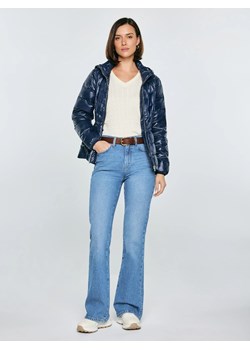 Kurtka damska puchowa z gumką w talii z kapturem granatowa Anissa 403 ze sklepu Big Star w kategorii Kurtki damskie - zdjęcie 189030440