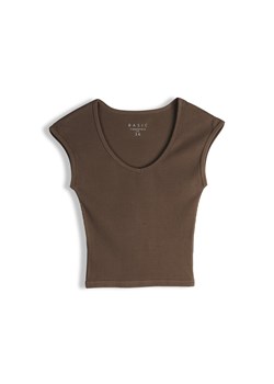 GATE Klasyczna koszulka z żebrowanej dzianiny 32 ze sklepu gateshop w kategorii Bluzki damskie - zdjęcie 189030702