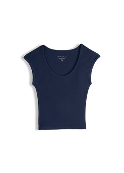 GATE Klasyczna koszulka z żebrowanej dzianiny 32 ze sklepu gateshop w kategorii Bluzki damskie - zdjęcie 189030703