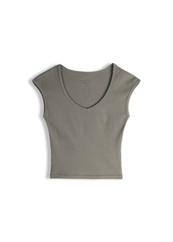 GATE Klasyczna koszulka z żebrowanej dzianiny 32 ze sklepu gateshop w kategorii Bluzki damskie - zdjęcie 189030704