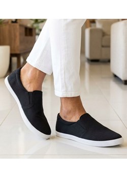 Wsuwane materiałowe trampki slip on Czarne /G13-3 18739 T280/ ze sklepu Pantofelek24.pl w kategorii Trampki męskie - zdjęcie 189032362