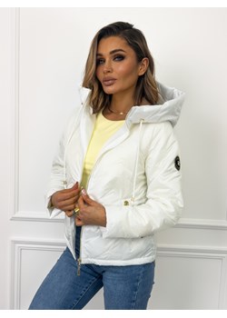 KURTKA PRZEJŚCIOWA Z KAPTUREM I ŚCIĄGACZAMI PO BOKACH- BIAŁA ze sklepu olika.com.pl w kategorii Kurtki damskie - zdjęcie 189033593