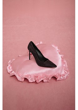 Estro: Ciemnobrązowe buty damskie na obcasie z weluru naturalnego ze sklepu Estro w kategorii Czółenka - zdjęcie 189034390