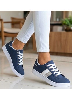 Granatowe sznurowane trampki damskie z zamszu  /G11-2 15985 G286/ ze sklepu Pantofelek24.pl w kategorii Trampki damskie - zdjęcie 189034634