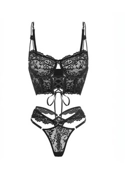 Gorsetowy zestaw bielizny - Czarny S ze sklepu Intimica.pl w kategorii Komplety bielizny damskiej - zdjęcie 189034693