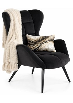 Tapicerowany czarny fotel uszak E9-R28 ze sklepu Edinos.pl w kategorii Fotele - zdjęcie 189035214