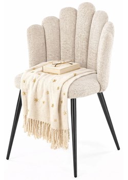 Tapicerowane beżowe krzesło w stylu glamour T4-M72 ze sklepu Edinos.pl w kategorii Krzesła - zdjęcie 189035224