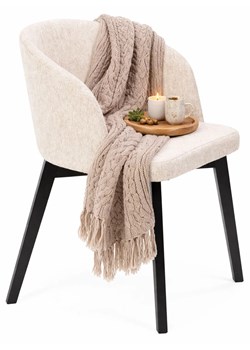 Kremowe Pluszowe Krzesło Kubełkowe E6-S40 ze sklepu Edinos.pl w kategorii Krzesła - zdjęcie 189035230