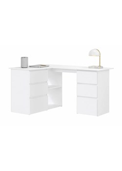 Białe Komputerowe Biurko Narożne W5-M30 ze sklepu Edinos.pl w kategorii Biurka i sekretarzyki - zdjęcie 189035240