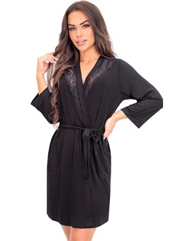 Czarny szlafrok damski z wiskozy Sonia, Kolor czarny, Rozmiar S, Donna ze sklepu Intymna w kategorii Szlafroki damskie - zdjęcie 189036764