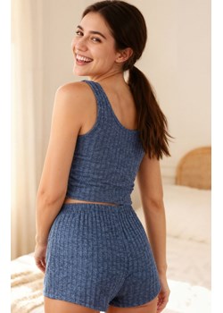 Piżama damska z krótką nogawką niebieska ELYSIANE, Kolor niebieski, Rozmiar M, Passion ze sklepu Intymna w kategorii Piżamy damskie - zdjęcie 189036810