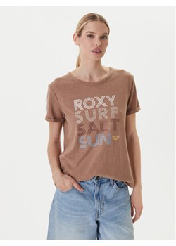 Roxy T-Shirt ERJZT06024 Brązowy Regular Fit ze sklepu MODIVO w kategorii Bluzki damskie - zdjęcie 189038654