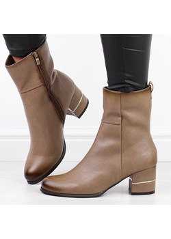 Beżowe wysokie botki damskie na słupku Jezzi Asa125a-5 ze sklepu suzana.pl w kategorii Botki - zdjęcie 189039684