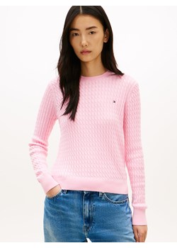 Tommy Hilfiger Sweter damski z dzianiny Kobiety Bawełna różowy jednolity ze sklepu vangraaf w kategorii Swetry damskie - zdjęcie 189039890