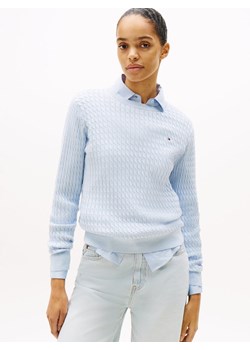 Tommy Hilfiger Sweter damski z dzianiny Kobiety Bawełna jasnoniebieski jednolity ze sklepu vangraaf w kategorii Swetry damskie - zdjęcie 189039891