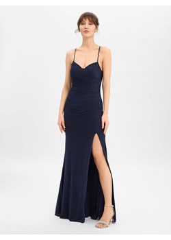 Luxuar Fashion Damska sukienka wieczorowa Kobiety Dzianina granatowy jednolity ze sklepu vangraaf w kategorii Sukienki - zdjęcie 189039931