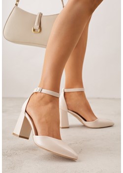 Beżowe Czółenka na Słupku w Klasycznym Stylu ze Szpiczastym Noskiem Zelelle ze sklepu renee.pl w kategorii Czółenka - zdjęcie 189039960