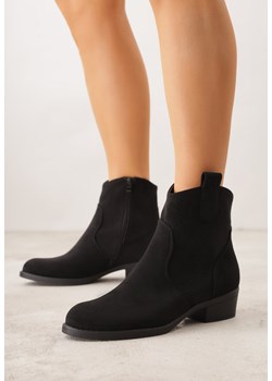 Czarne Botki Ażurowe na Obcasie w Stylu Kowbojek Lalona ze sklepu born2be.pl w kategorii Botki - zdjęcie 189041684