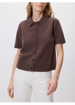 Reserved - Wełniany sweter polo - brązowy ze sklepu Reserved w kategorii Swetry damskie - zdjęcie 189042062
