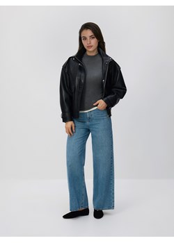 Reserved - T-shirt z wiskozą - ciemnoszary ze sklepu Reserved w kategorii Bluzki damskie - zdjęcie 189042151