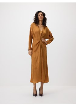 Reserved - Sukienka z drapowaniem - brązowy ze sklepu Reserved w kategorii Sukienki - zdjęcie 189042423