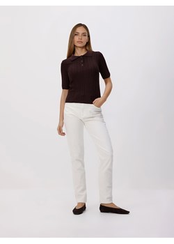 Reserved - Sweter polo z wełną - brązowy ze sklepu Reserved w kategorii Swetry damskie - zdjęcie 189042633