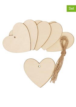 SUNNYSUE Drewniane zawieszki (6 szt.) "Heart" - wys. 6,6 x 6,3 cm - 3+ ze sklepu Limango Polska w kategorii Zabawki - zdjęcie 189048232