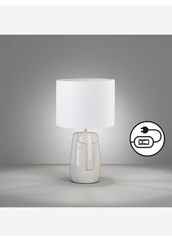 FISCHER &amp; HONSEL Lampa stołowa "Face" w kolorze biało-beżowym - wys. 39 x Ø 22 cm ze sklepu Limango Polska w kategorii Oświetlenie - zdjęcie 189053494