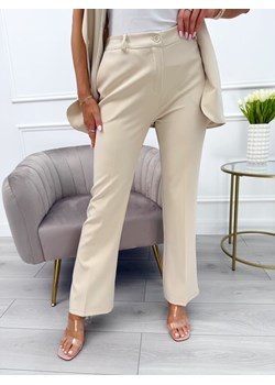 Beżowe Eleganckie Spodnie w Kant ze sklepu ModnaKiecka.pl w kategorii Spodnie damskie - zdjęcie 189058110