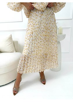 Żółta Plisowana Spódnica Midi w Grochy ze sklepu ModnaKiecka.pl w kategorii Spódnice - zdjęcie 189058171