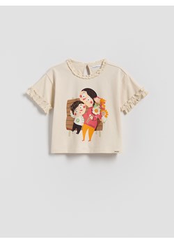 Reserved - T-shirt Pucio - kremowy ze sklepu Reserved w kategorii Bluzki dziewczęce - zdjęcie 189058422