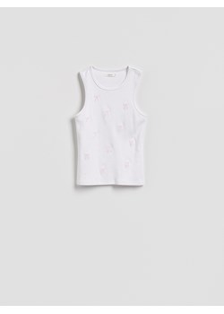 Reserved - Bawełniany top z haftem - biały ze sklepu Reserved w kategorii Bluzki damskie - zdjęcie 189058500