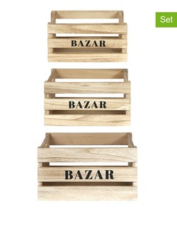 THE HOME DECO FACTORY Skrzynie (3 szt.) w kolorze czarno-beżowym - 40 x 22 x 31 cm ze sklepu Limango Polska w kategorii Pojemniki kuchenne - zdjęcie 189060421