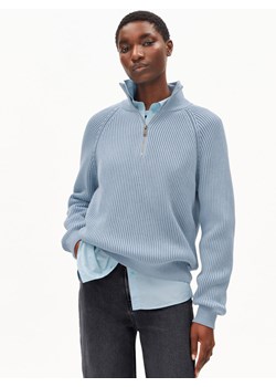 ARMEDANGELS Sweter damski z dzianiny - Troyer Vanisé Kobiety Bawełna (100%) jasnoniebieski jednolity ze sklepu vangraaf w kategorii Swetry damskie - zdjęcie 189062002