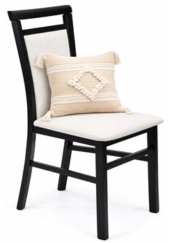 Klasyczne krzesło drewniane tapicerowane czarny + beżowy H8-G43 ze sklepu Edinos.pl w kategorii Krzesła - zdjęcie 189063201