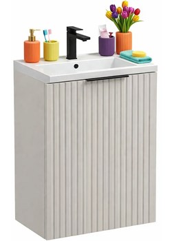 Beżowa ścienna szafka umywalkowa 40 cm M2-N04 ze sklepu Edinos.pl w kategorii Szafki i regały łazienkowe - zdjęcie 189063203