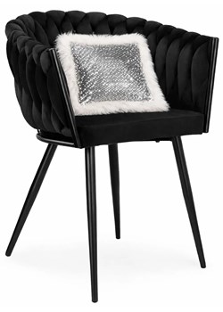 Czarne plecione krzesło do jadalni  M9-P09 ze sklepu Edinos.pl w kategorii Krzesła - zdjęcie 189063211