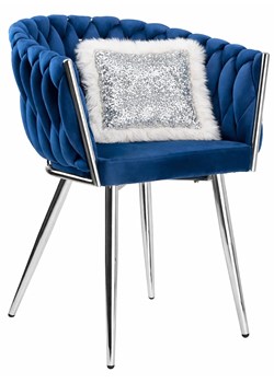 Niebieskie krzesło na chromowanych nogach F4-W44 ze sklepu Edinos.pl w kategorii Krzesła - zdjęcie 189063212