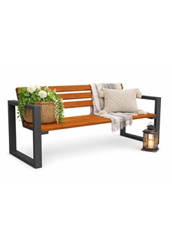 Drewniana ławka z oparciem 180cm Garet P3-G47 ze sklepu Edinos.pl w kategorii Ławki ogrodowe - zdjęcie 189063220