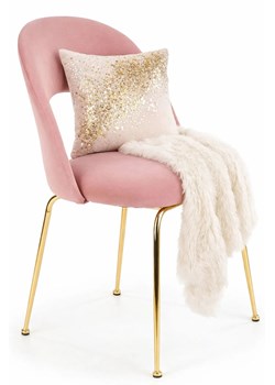 Różowe tapicerowane krzesło w stylu glamour E0-F98 ze sklepu Edinos.pl w kategorii Krzesła - zdjęcie 189063223