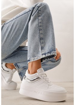 Biało-Srebrne Sneakersy VICES na Platformie Ozdobione Tłoczonym Napisem Berolla ze sklepu renee.pl w kategorii Buty sportowe damskie - zdjęcie 189064514