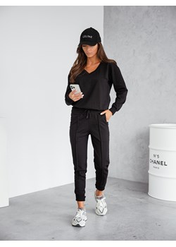 KOMPLET DRESOWY SPODNIE + BLUZA W SZPIC- CZARNY ze sklepu olika.com.pl w kategorii Dresy damskie - zdjęcie 189067102