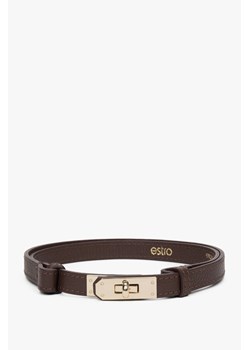Estro: Elegancki damski ciemnobrązowy pasek z włoskiej naturalnej skóry Premium ze sklepu Estro w kategorii Paski damskie - zdjęcie 189067471